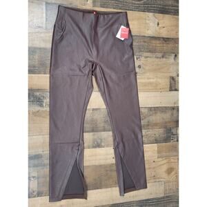 NWT Spanx Womens XL Faux Vegan‎ Leather Split Hem Pants Cherry Chocolate 20526R